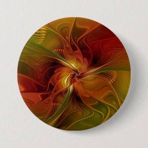 Abstrakte rote orangebraune grüne Fraktal-Kunst-Bl Button