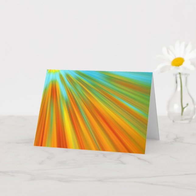 Abstrakte rote, orangefarbene Streifen auf blau Karte (Kleine Pflanze)