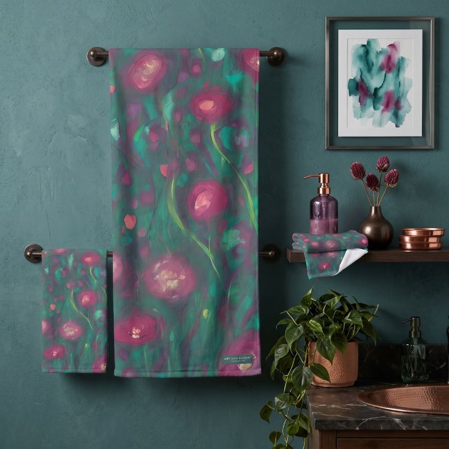 Abstrakte rote Rosen Badhandtuch Set (Von Creator hochgeladen)
