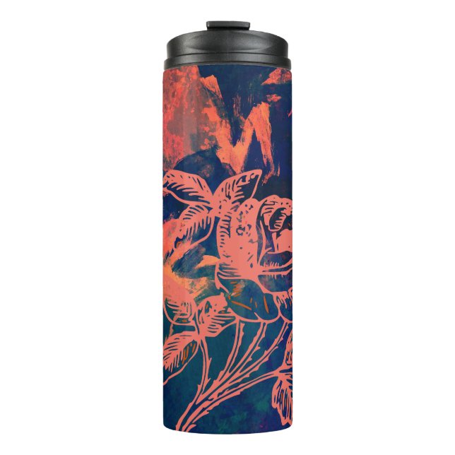 Abstrakte rote Rosen-Kunst Thermosbecher (Vorderseite)