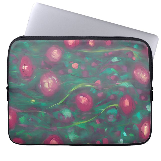 Abstrakte rote Rosen Laptopschutzhülle (Vorderseite)