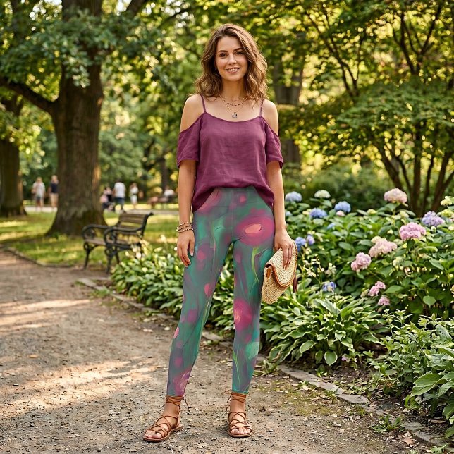Abstrakte rote Rosen Leggings (Von Creator hochgeladen)
