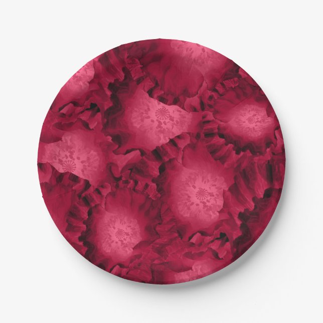 Abstrakte rote Rosen Mohn Blume Florenz V Pappteller (Vorderseite)