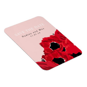 Abstrakte rote Rosen und Mohnblumen Magnet