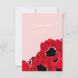 Abstrakte Rote Rosen und Pflaumen Dankeskarte