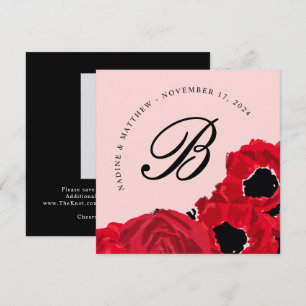 Abstrakte Rote Rosen und Poppies Save the Date Einladung
