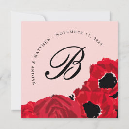 Abstrakte Rote Rosen und Poppies Save the Date Einladung