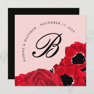 Abstrakte Rote Rosen und Poppies Save the Date Einladung
