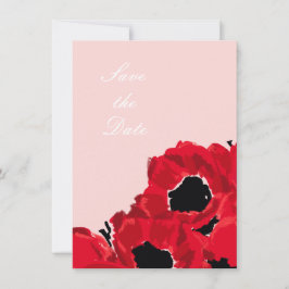 Abstrakte Rote Rosen und Poppies Save the Date Einladung