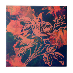 Abstrakte rote Rosenkunst Fliese