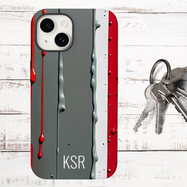 Abstrakte rote und graue Tropftinte Case-Mate iPhone Hülle (Von Creator hochgeladen)