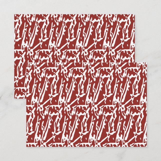 Abstrakte, rote und orange Formen mischen sich und Dankeskarte (Vorne/Hinten)