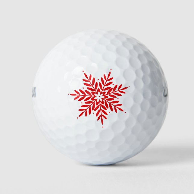 Abstrakte Rote Wasserfarbe Schneeflocke Golfball (Vorderseite)