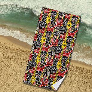 Abstrakte rotes Gelbschwarz Strandtuch