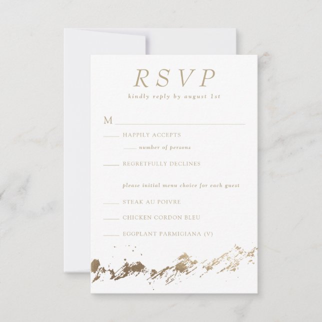 Abstrakte RSVP-Karte für die Hochzeit von Weißem & RSVP Karte (Vorderseite)