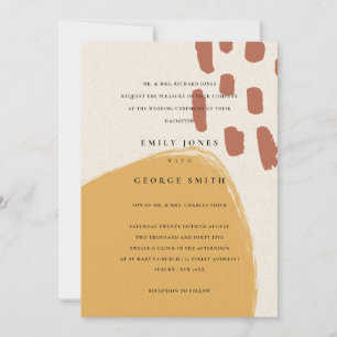 ABSTRAKTE RUST ORANGE KRAFT SCANDI WEDING INVITE DANKESKARTE