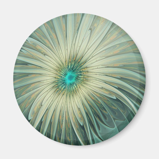 Abstrakte Sage-Grün Fantasy-Blumen-Fraktal-Kunst Magnet (Vorne)