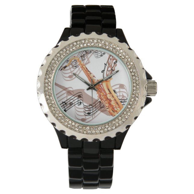 Abstrakte Saxophonuhr Armbanduhr (Vorderseite)