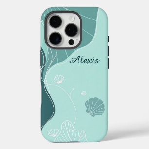 Abstrakte Scallop-Muscheln und Algen iPhone 16 Pro Hülle