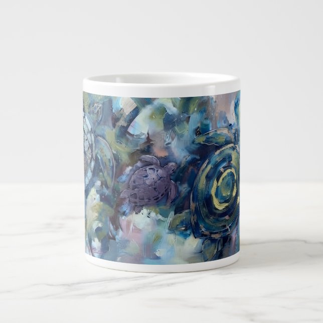 Abstrakte Schildkröte Jumbo-Tasse (Vorderseite)