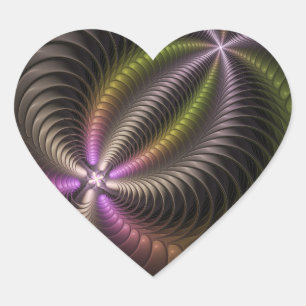 Abstrakte schlanke Trippy Colorful 3D Fraktal Art Herz-Aufkleber