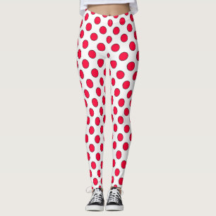 Abstrakte, schlichte, rote Polka-Punkte, um die he Leggings