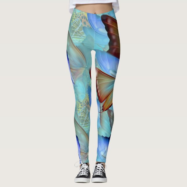 Abstrakte Schmetterlinge Leggings (Vorderseite)