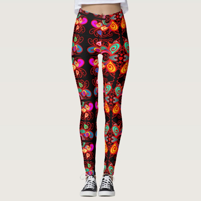 Abstrakte Schmetterlinge Leggings (Vorderseite)