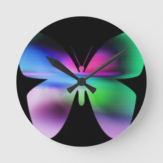 Abstrakte Schmetterlingsfarbe Runde Wanduhr (Vorderseite)