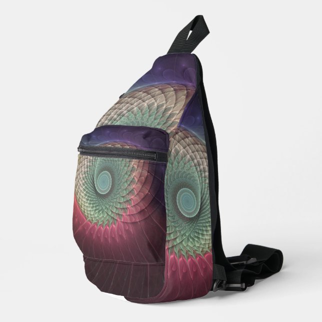 Abstrakte Schnecke Farben Modernes Fraktal Kunst,  Crossbody Bag (Rechte Ecke)