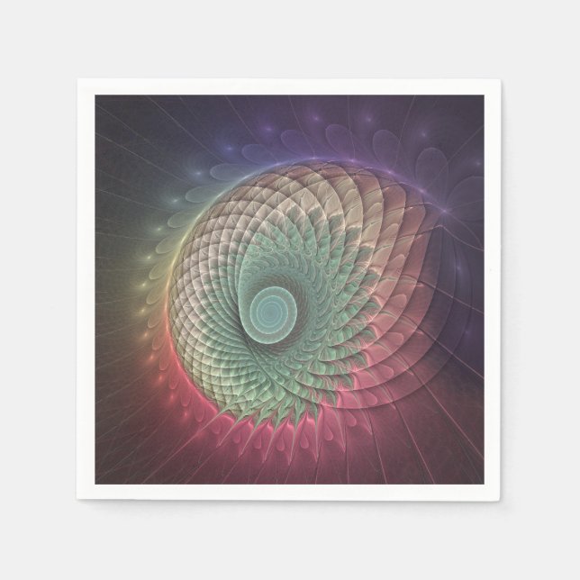 Abstrakte Schnecke Farben Modernes Fraktal Kunst,  Serviette (Vorderseite)