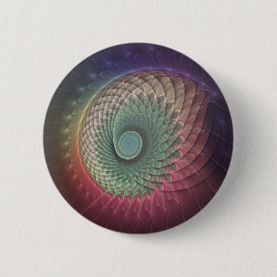 Abstrakte Schnecke Farbige Moderne Fraktal-Kunst Button