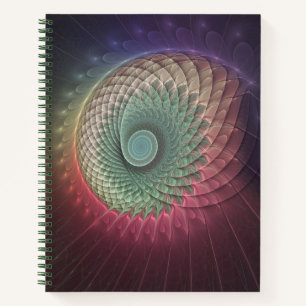 Abstrakte Schnecke Farbige Moderne Fraktal-Kunst Notizbuch