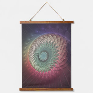 Abstrakte Schnecke Farbige Moderne Fraktal-Kunst Wandteppich Mit Holzrahmen