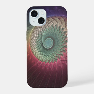 Abstrakte Schnecke Farbige moderne fraktale Kunst iPhone 15 Hülle