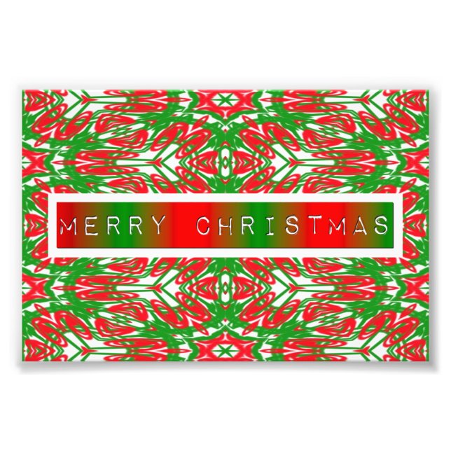 Abstrakte Schneeflocken, rot, weiß und grün Fotodruck (Vorne)