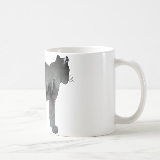 Abstrakte Schneeleopard-Silhouette Kaffeetasse (Rechts)