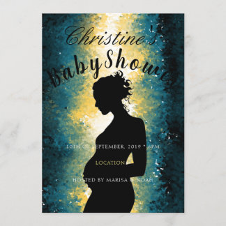 Abstrakte Schwangere Silhouette Kinderdusche Einladung