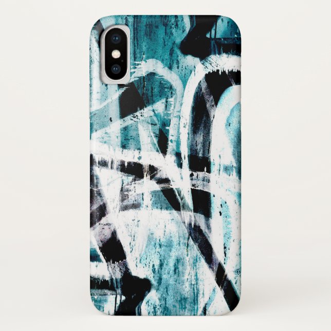 Abstrakte Schwarz-Blau-Graffiti Case-Mate iPhone Hülle (Rückseite)