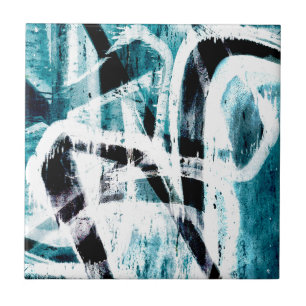Abstrakte Schwarz-Blau-Graffiti Fliese