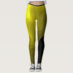 Abstrakte Schwarz-Gelb-Mustermalerei Leggings