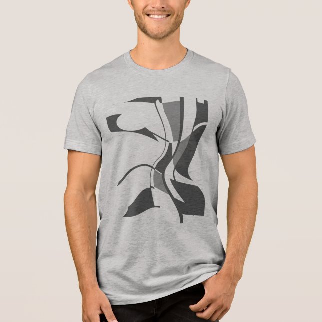 Abstrakte Schwarz-Grau-Swiveling Swirbelkunst Tri-Blend Shirt (Vorderseite)