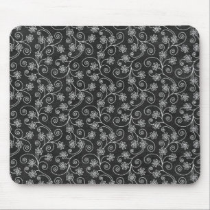 Abstrakte Schwarz-Weiß-Blüten Mousepad