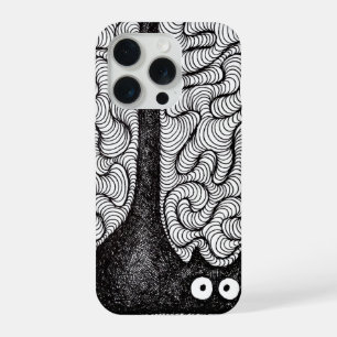 Abstrakte Schwarz-Weiß-Doodle-Kunst iPhone 15 Pro Hülle