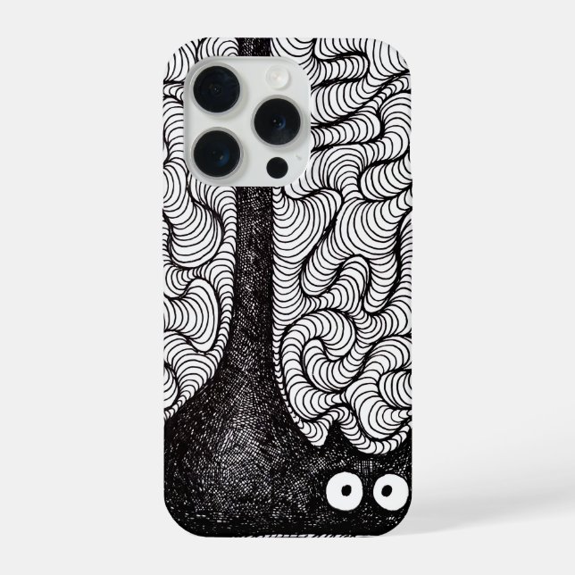 Abstrakte Schwarz-Weiß-Doodle-Kunst iPhone Hülle (Rückseite)