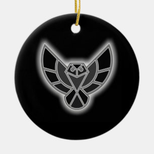 Abstrakte Schwarz-Weiß-Eule im Flug Keramik Ornament