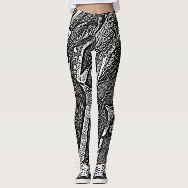 abstrakte Schwarz-Weiß-Formen Leggings (Vorderseite)
