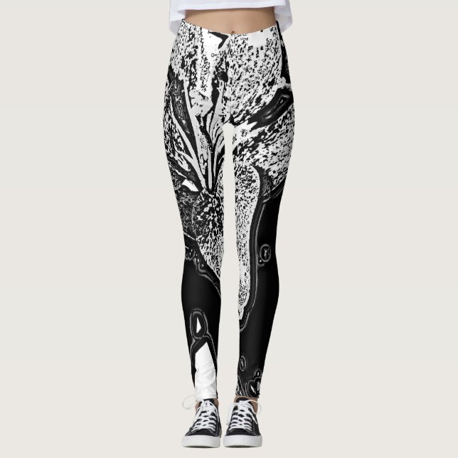 abstrakte Schwarz-Weiß-Formen Leggings (Vorderseite)