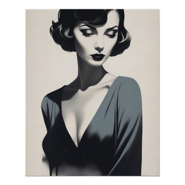 Abstrakte Schwarz-Weiß-Frau Poster (Vorderseite)