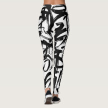 Abstrakte Schwarz-Weiß-Leggings